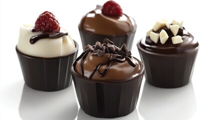 Tempting Mini Chocolate Desserts with Delicate Toppings and Flavors