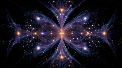 Abstract Cosmic Nebula Glowing Celestial Design, Fractal Art