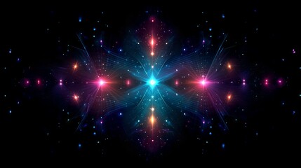 Abstract Cosmic Nebula Vibrant Glowing Lines and Stars