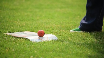 Golf practice session on a sunny day at the local driving range with focus on technique and swing improvement