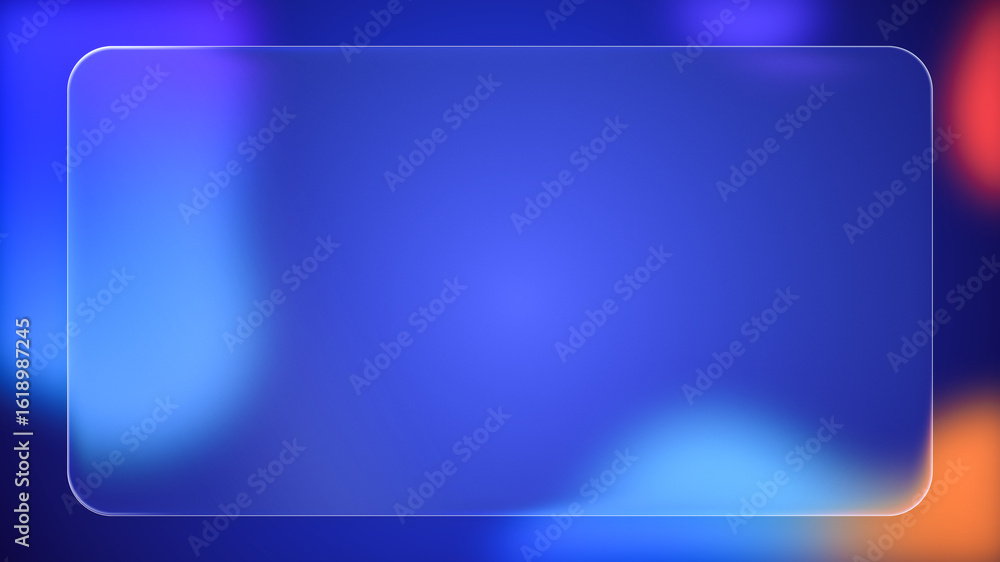 Aufkleber transparent rounded rectangle liquid glass frame background, realistic glassmorphism user interface,