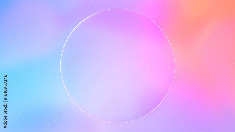 Aufkleber beautiful transparent circle glass frame background, realistic blank liquid glassmorphism user inter