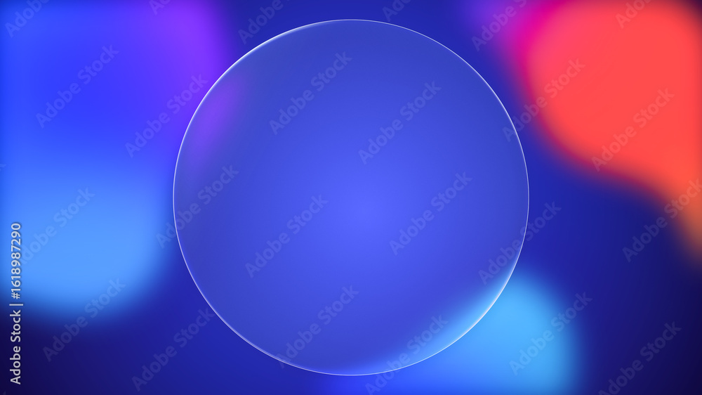 Aufkleber transparent circle liquid glass frame background, realistic blank glassmorphism user interface, abst