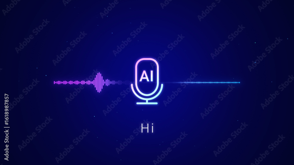 Poster smart ai voice recognition personal assistant technology concept, artificial intelligence chat app s