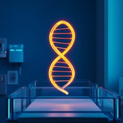 Glowing DNA on Hospital Bassinet, genetics , healthcare