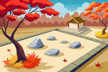 Zen Garden With Carefully Placed Stones