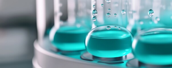 Turquoise Liquid in Glass Beakers, Science , Experiment