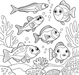 Fototapeta premium fish vector illustration aquatic animal sea life icon design