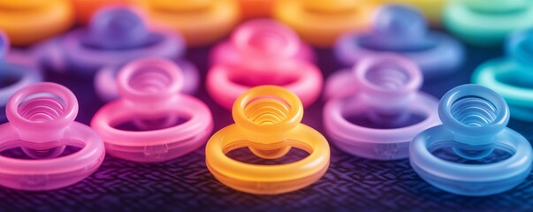 Vibrant Colorful Button Collection, close-up , craft