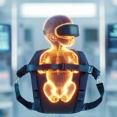 VR Baby Futuristic Hologram Infant with Headset in Carrier,FutureTech , VirtualReality