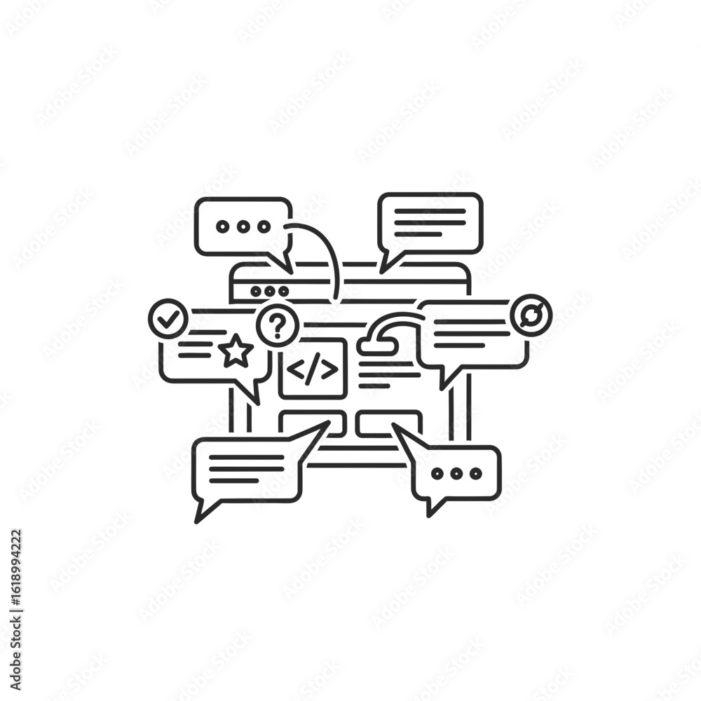 Poster user experience icons representing communication in ux design