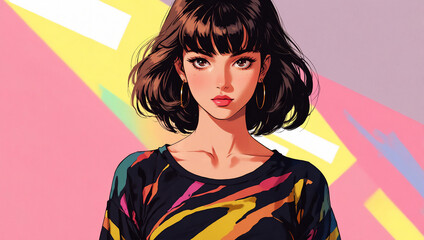 黒い髪の女　AI生成素材