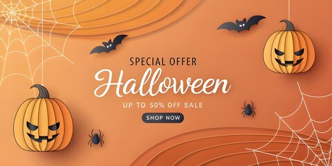 Happy Halloween sale banners or party invitation background.Vector illustration .calligraphy of "halloween"