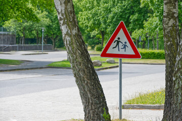 Pedestrian Crossing Sign on Quiet Road