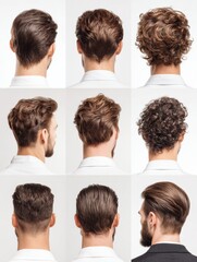Fototapeta premium Collage Showcasing Modern Mens Hairstyles With Diverse Styles Arranged on a Clean Background for Stylish Inspiration