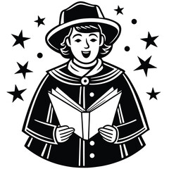 christmas caroler vector icon