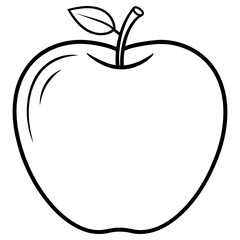 Vector art of black and white outline of an apple isolated on white background