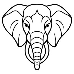 Vector art of stylized outline drawing of an elephant head isolated on white background