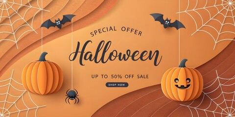 Happy Halloween sale banners or party invitation background.Vector illustration .calligraphy of "halloween"
