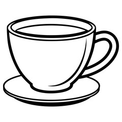 Vector art of coffee cup and saucer isolated on white background