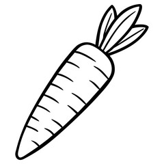 Vector art of a simple line drawing of a carrot isolated on a white background