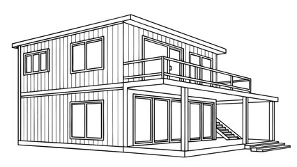 Smart House with Shipping Container, Modern Shipping Container Home, Container house, Container custom home design Plan with Top View for Architectural and Real Estate Design, Small Home