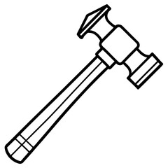 Vector art of black and white outline illustration of a hammer isolated on white background