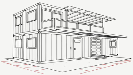 Smart House with Shipping Container, Modern Shipping Container Home, Container house, Container custom home design Plan with Top View for Architectural and Real Estate Design, Small Home
