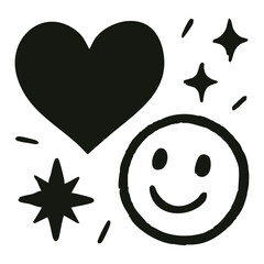 Hand drawn emotional abstract vector illustrations set – expressive black and white psychological art of human feelings: joy, sorrow, trust – retro ink texture design for posters, editorials, covers.