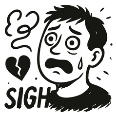 Hand drawn emotional abstract vector illustrations set – expressive black and white psychological art of human feelings: joy, sorrow, trust – retro ink texture design for posters, editorials, covers.