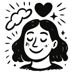 Hand drawn emotional abstract vector illustrations set – expressive black and white psychological art of human feelings: joy, sorrow, trust – retro ink texture design for posters, editorials, covers.