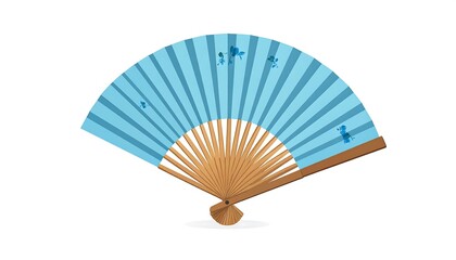 Light-blue fan with small blue floral design