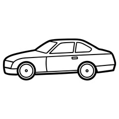 Vector art of outline illustration of a coupe car isolated on white background