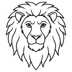 Illustration of a lion head with a full mane, isolated on white background