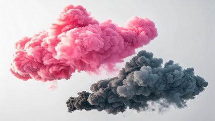 Ethereal pink and gray cloud formations abstract composition for dreamy backgrounds and atmospheric effects