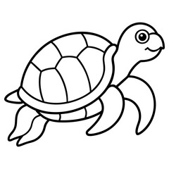 Vector art of cute cartoon sea turtle swimming isolated on white background