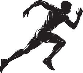 Silhouette of a Male Sprinter in Motion A Dynamic Vector Illustration of Athleticism and Speed