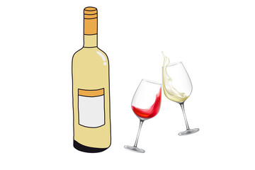 Wine Bottle and Glasses 