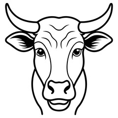 Illustration of a bulls head isolated on white background
