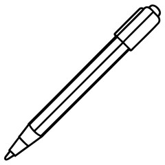 Vector art of black and white illustration of a pen isolated on white background