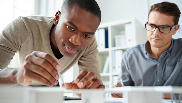 Architects Studying Architectural Model - Collaborative Design