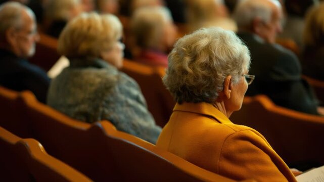 Group of people seated in chairs in a room, ideal for meetings, conferences or training sessions