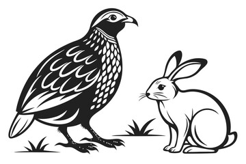 Obraz premium two rabbits on a branch