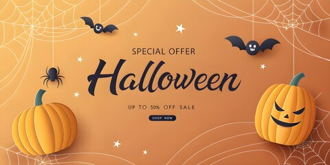 Happy Halloween sale banners or party invitation background.Vector illustration .calligraphy of "halloween"
