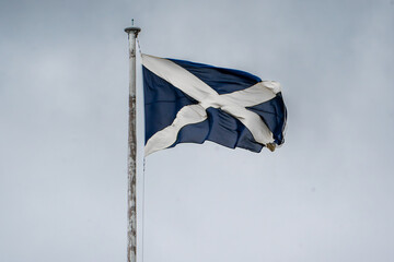 Flag of Scotland flying at full mast