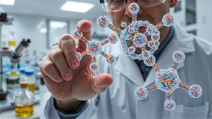 Scientist with innovative bio molecules in laboratory