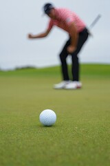 Golfer in Action - Putting on Green