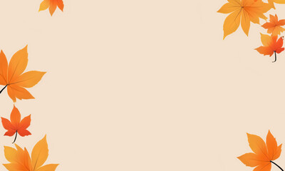 秋の紅葉フレーム 背景素材 オレンジ