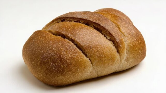 Freshly baked bread on a white background, ideal for food and baking images
