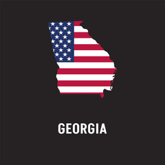 Georgia state map contour. In style of USA flag.